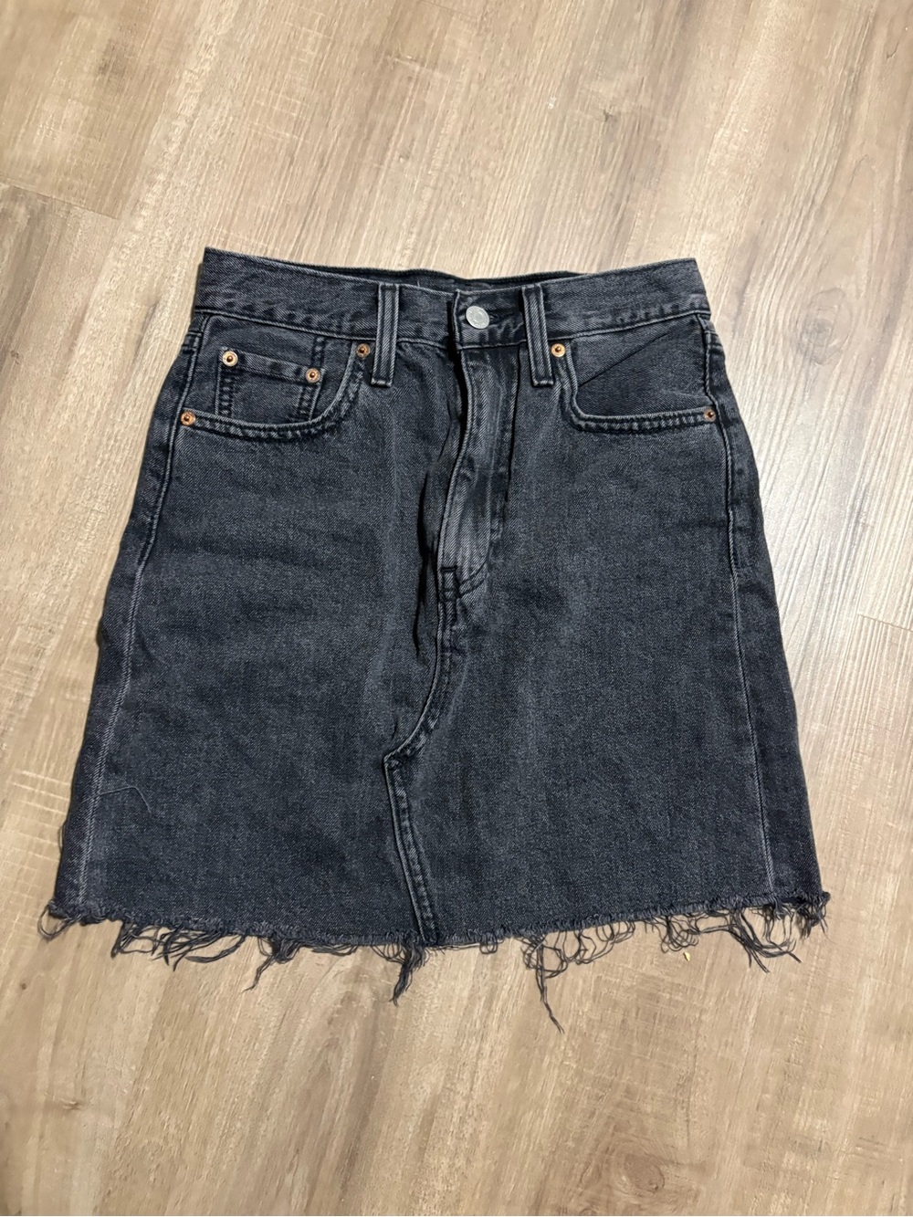 Black Levi Denim Skirt - Classic Raw Hem